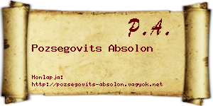 Pozsegovits Absolon névjegykártya